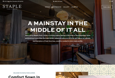 Screenshot of Staple Food & Drink website