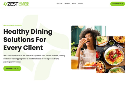 Screenshot of Zest Culinary website