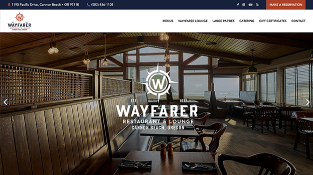 screenshot example featuring wayfarer-restaurant.com