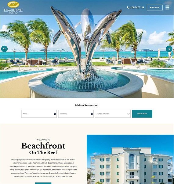 screenshot representing the Beachfront at Windsong website in wide view